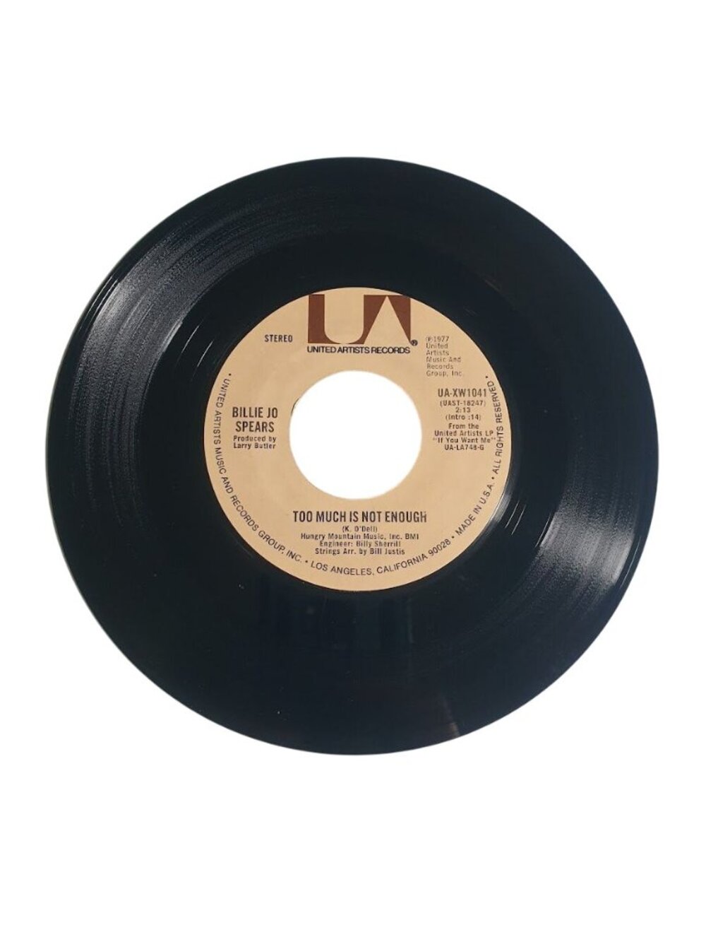 Billie Jo Spears Too Much Is Not Enough The End Of Me 45 RPM Vinyl Record UA